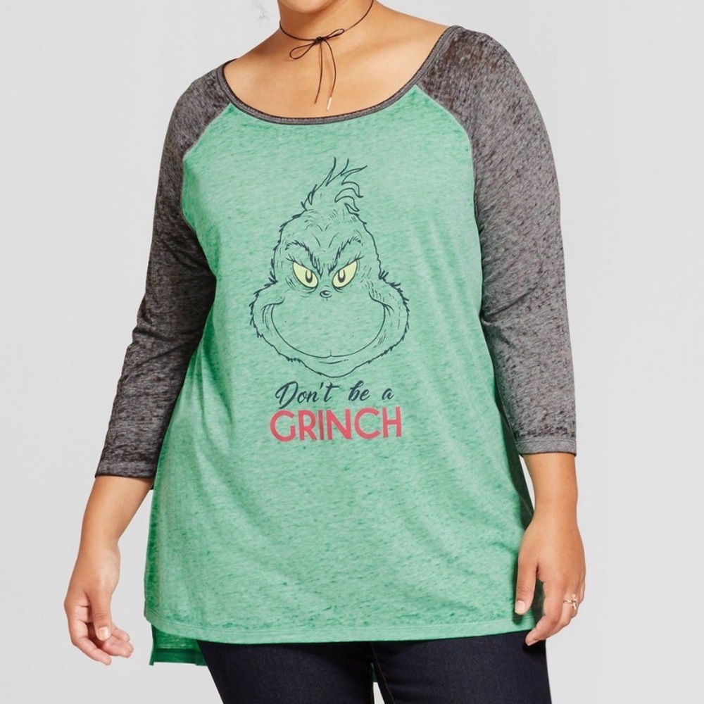 Grinch Baseball Tee Medium